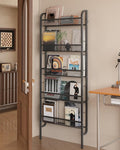 UMDONX Behind The Door Bathroom Shelf Narrow 5-Tier, Space-Saving Slim Storage Shelf Narrow Shelving Unit for Bathroom and Kitchen Black