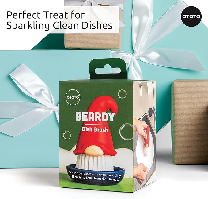 New! Beardy Gnome Dish Brush by Ototo - Dish Scrub Brush, Gnomes, Quirky Gifts, Dish Brush, Cute Kitchen Accessories, Funny Kitchen Gadgets, Vegetable Brush, Cute and Useful Gifts for Women