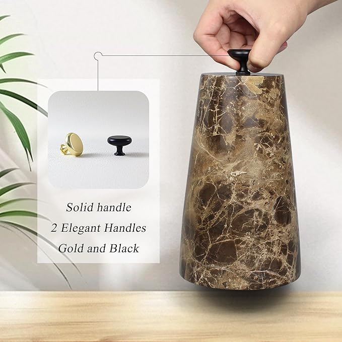 Marble Decorative Door Stoppers, Natural Marble Stone Doorstop with 2 Brass Handle. Heavy Duty Door Stop for Modern Home Decor. Anti-Slip Silicone Base Indoor Door Holder, Weighted Door Stop - Brown