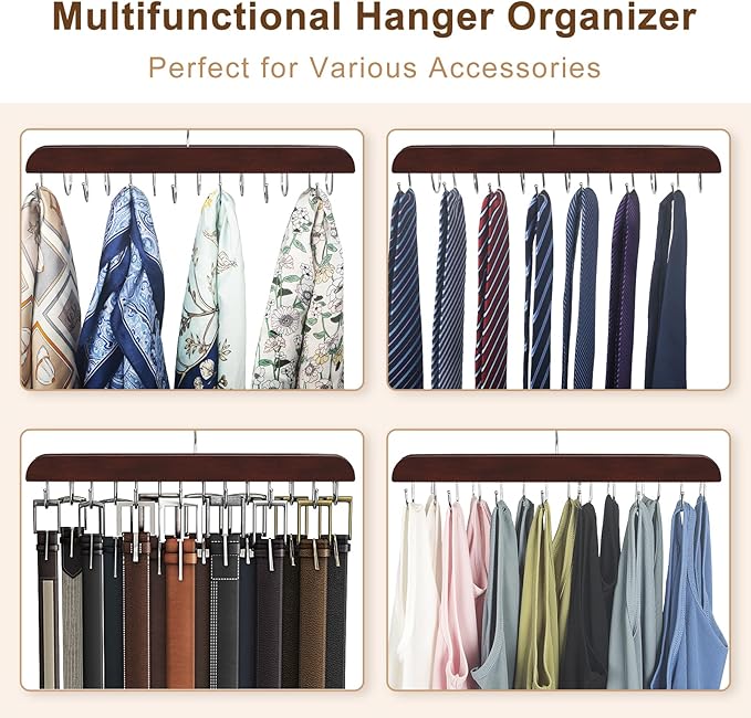 Belt Hanger Belt Organizer for Closet (Mahogany, 2 Pack)