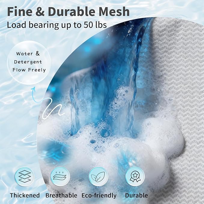 2-Pack Drawstring Mesh Laundry Bags, 24x31 Inches, Extra-Large Heavy Duty Laundry Net Bag, Breathable Mesh for Delicates, Protect Clothes in Washing Machine, Travel/Dorm/Sports/Family, White, Washable