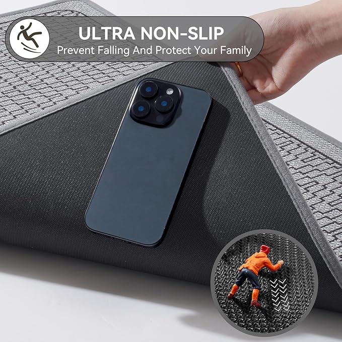 YDKGL Bathroom Rugs, Ultra Thin Bath Mat Fit Under Door Super Absorbent Non Slip Quick Dry Bath Mat, Rubber Backing Shower Mat Outside Shower