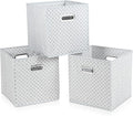 Fabric Cloth Storage Bins,Fabric Cube Organizer with Dual Handles Foldable Cube Storage Baskets for Home Bedroom Storage,Set of 3,（Light Grey）