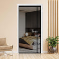 Reversible Left or Right Side Opening Magnetic Screen Door, Narrow Durable Fiberglass Mesh Curtain Hands Free for Patio, Bedroom, Fits Door Size 36" x 82", Black