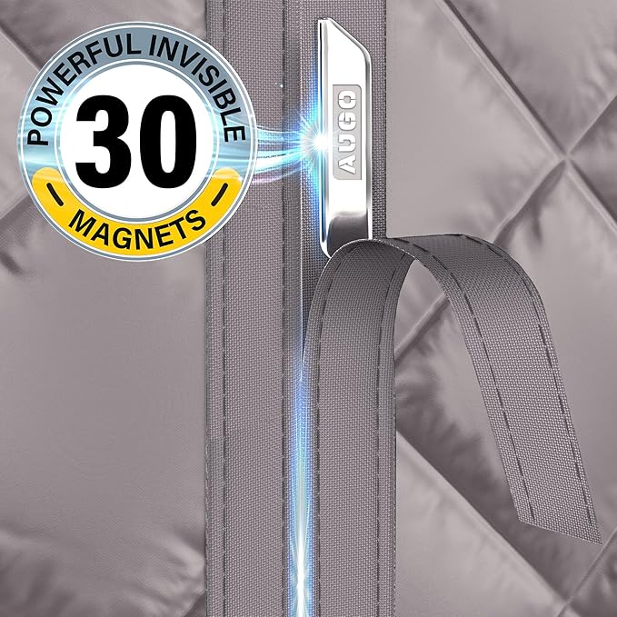 AUGO Thermal Door Curtain - Thermal Door Cover for Winter - Magnetic Thermal Insulated Door Curtain for Winter - Winter Door Insulation - Keeps Warm Air in & Cold Air Out - Home Winterizing Products