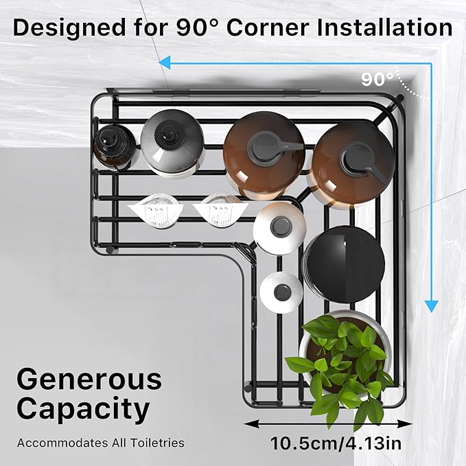 KEGII 3 Pack Adhesive Shower Caddy - Inside Bath& Bath Tub Organizer Without Drilling for Renters and Family, Black