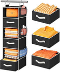 Pipishell Hanging Closet Organizer 6-Shelf, Hanging Shelves for Closet with 3 Removable Drawers & Side Pockets for Bedroom, Garment Rack and Wardrobe Organization, 12' x 12' x 43.3', Black