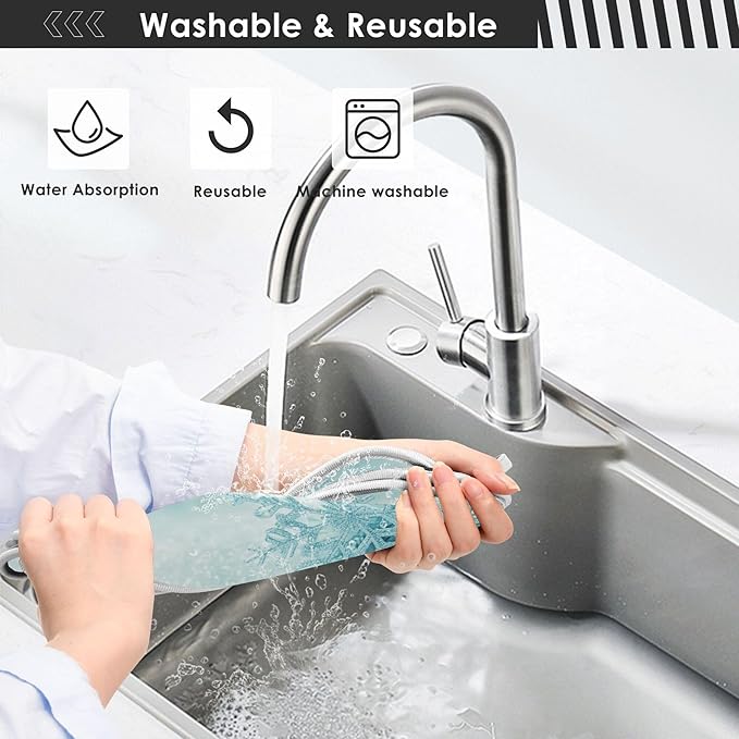 2 Pack Faucet Splash Catcher Blue Snowflakes Sink Mat for Faucet Absorbent Kitchen Splash Guard Drip Catcher for Farmhouse Barthroom Bar, L