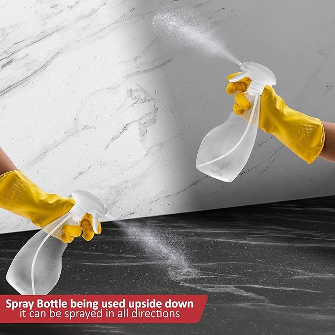 SPRAYZ Large 17oz Spray Bottles For Cleaning Solutions and Gardening, Plant, Water, Durable Trigger Sprayer, Refillable, Spray Bottle for Hair, All Directions, Clear Plastic Bottle 2x 17oz