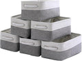 Sacyic Fabric Storage Bins 12x8x5 inch [6-Pack] with Rope Handles - Decorative Baskets for Organizing