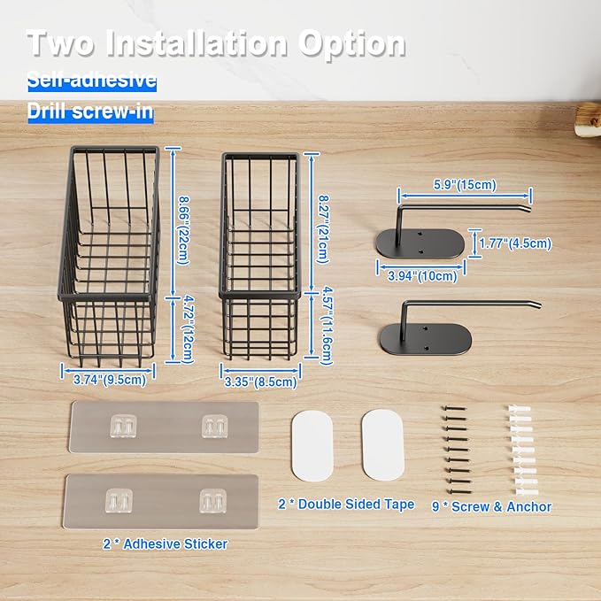 4 Pack Adhesive Cabinet Door Organizer, Lid Organizers Inside Cabinet Food Container/Tumbler Lid Organizer and Storage Cup Lids Holder for Kitchen & Bathroom Wall Mounted(Black)