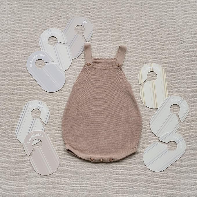3 Sprouts Baby Closet Dividers Set of 8 - Toddler Clothes Organizer Hanger, Double-Sided Size Labels - Nursery Organization for Newborn Clothing, Infant, Boy & Girl - Stripe