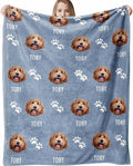 Custom Blanket with Dogs Pictures & Name Personalized Funny Dog Face Throw Blankets Soft Warm Plush Fleece Customized Blanket for Couch Bed Sofa Gifts for Dog Dad Mom Birthday Christmas