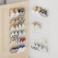 SWTYMIKI Over The Door Shoe Organizer - Adjustable 6 Tier Hanging Shoe Rack Organizer, Metal Heavy Duty Behind Door Storage or Wall Mount Shoes Shelf for Flats, Heels, Sneakers, Boots