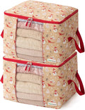 Chaos Cleared Canvas Storage Bags Designer Organizer 2 Pack – Seasonal Storage for Sweaters, Blankets, Linens & Garments – Foldable Design with Zip & Window, Moth-Proof Space Saver, Snowman Print