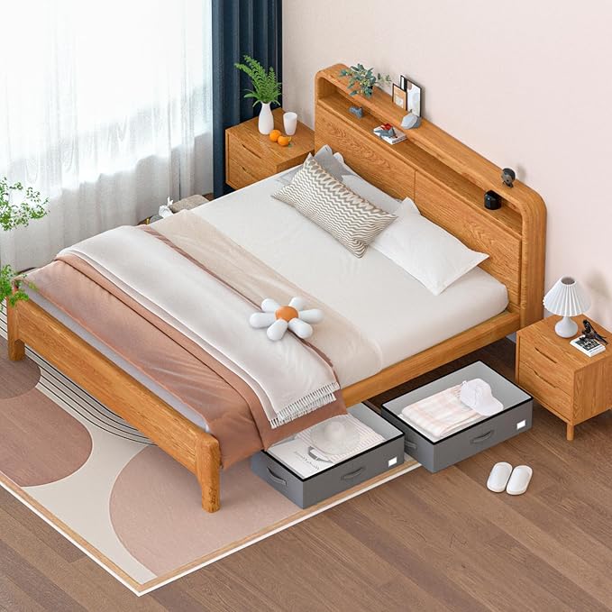 EE-RoomWorld Under Bed Storage with Wheels, No Assemble Required 12 inches height Under Bed Storage bins,Large capacity Rolling Underbed Shoe Storage containers，dorm underbed storage drawers