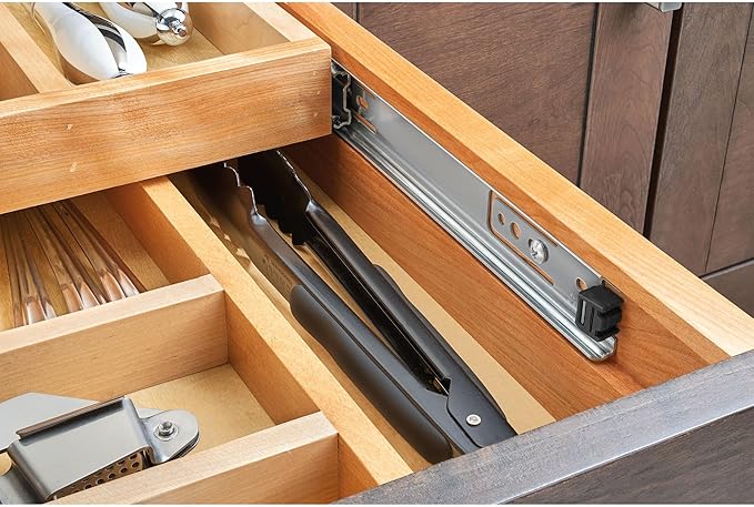 Rev-A-Shelf Two-Tier Kitchen Utensil Drawer Organizer & Pullout Cutlery Tray, Soft-Close Slides, 12" Cabinet Opening, Wood, 4WTCD-15HSC-1