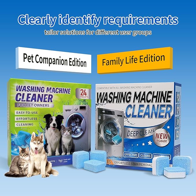 Washing Machine Cleaner Tablets - Deep Cleans & Descaler for Front Load and Top Load Washers, HE Compatible, 24 Pack