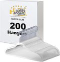 Quality Hangers Clear Plastic Hangers for Clothes | Multi Pack - Heavy Duty Hangers Space Saving Crystal Acrylic | 360 Degree Swivel Hook and Notches | 16.5 Inch (Clear, 200)