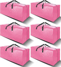 6 Pack Heavy Duty Extra Large Moving Bags W/Backpack Straps - Strong Handles & Zippers, Storage Totes For Space Saving, Fold Flat, Alternative to Box and Bin (40 gal, Pink)