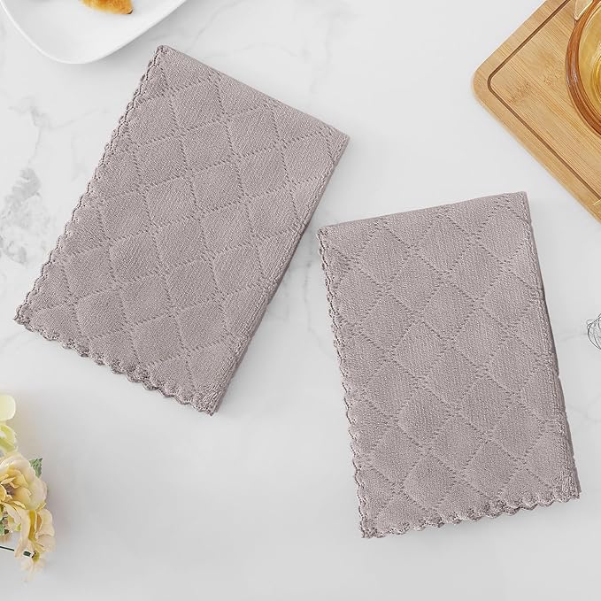 Homaxy 12 Pack Dish Towels for Kitchen (13 x 19 Inches, Grey), Super Soft and Absorbent Coral Velvet Dish Cloths for Washing Dishes, Nonstick Oil Fast Drying Microfiber Cleaning Cloth