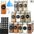 DkOvn 48pcs Glass Spice Jars, 4oz Empty Spice Jars with Metal Caps, Labels, Shaker Lids, Collapsible Funnel, Chalk Pen, Seasoning Organizer for Spice Rack