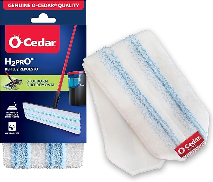 O-Cedar Genuine H2prO Mop Pad (Pack of 1) | Machine Washable | Reusable Refill | Microfiber Mop Head Replacement | Removes 99% of Bacteria