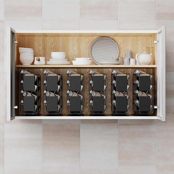 Spice Rack Organizer Drawer Cabinet: Pull Out Spice Seasoning Organization with 20 Jars - Facing Left or Right with Labels and Chalk Maker 4 Tier Slide Out Kitchen Storage for Countertop Wall Mount