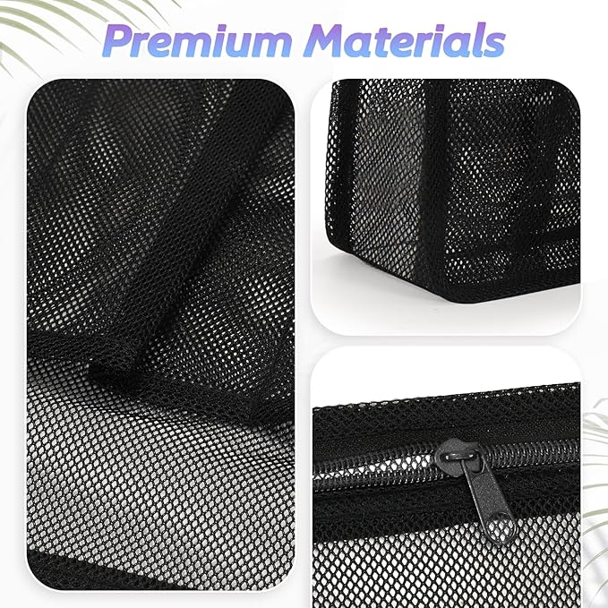famichan Portable Mesh Shower Caddy, Gym Travel Camp Dorm Room Essentials for College Student Boy Girl, Bathroom Shower Bag - Black