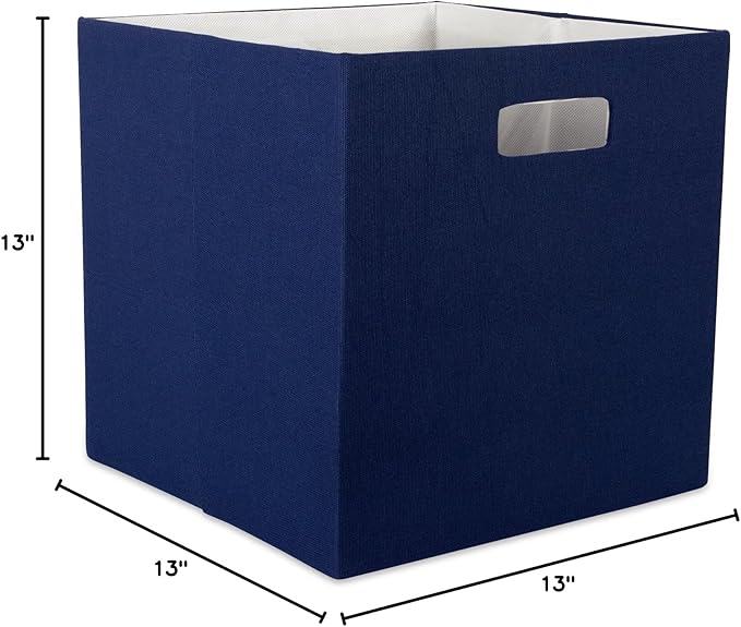 DII Poly-Cube Storage Collection Hard Sided, Collapsible Solid, Large, Nautical Blue