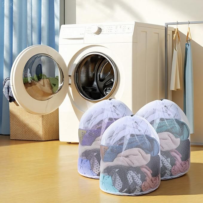 20 Pcs Mesh Laundry Bags Bulk with Drawstring 20 x 24'' Hanging Heavy Duty Medium Mesh Dry Cleaning Bag Machine Washable Large Net for Clothes,Sock,Bed Linen Dormitory Travelling Camping