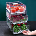 bealy 2 Pack Large Capacity Refrigerator Organizer and Storage, Fruit Storage Containers,Stackable Storage Containers for Drinks, Meat,Vegetable,Produce,Kitchen, Barbecue Shop, Restaurant, BPA-Free