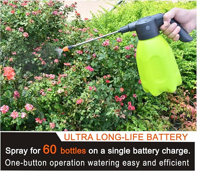 ES2 Electric Spray Bottle 0.5 Gallon,Plant Mister,Garden Sprayer,Spray Bottle with Adjustable Nozzles,Rechargeable Battery Powered Sprayer,Small Sprayer,Pump Sprayer,Automatic Watering Can for Garden