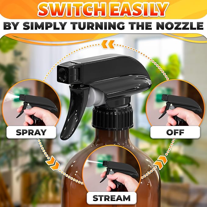 4Pcs Spray Nozzle for Bottles – Spray Bottle Nozzle Replacement for Restoring Broken Sprayers – Adjustable Tube, Mist & Stream Modes, Secure Fit Design | Home Cleaning, Garden Watering & Daily Use Kit