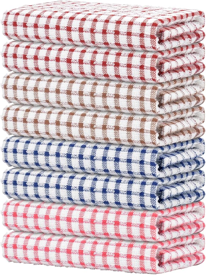 Nialnant 8 Pack Kitchen Towels, Dish Towels for Kitchen, 100% Cotton Dish Cloths for Washing Dishes, Quick Drying Reusable Cleaning Rag - 25 x 16 in