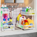 Under Sink Organizer, High Adjustable 2 Tier Under Sink Organizers and Storage, Slide Out Metal Cabinet Organizers, Pull Out Sink Storage Drawer Shelf for Kitchen Bathroom Cabinet, White, 2 Pack