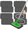 8 Pack Chenille Mop Pads, Reusable Microfiber Mop Refills for 10''–12'' Flat Mops, Washable Wet & Dry Floor Pads for Hardwood, Tile, Compatible with Swiffer Sweeper(Gray)
