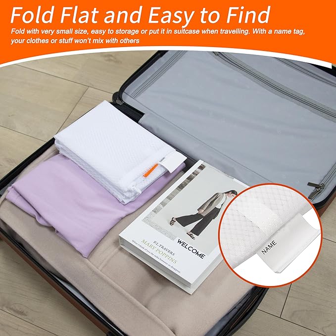 Polecasa Extra Heavy Duty Large Diamond Mesh Laundry Bags with Drawstring Closure & ID Tag, 2Pcs 24 x 36 inches Washable Storage Bag for Hamper, College, Travel, Sports, Dorms, White