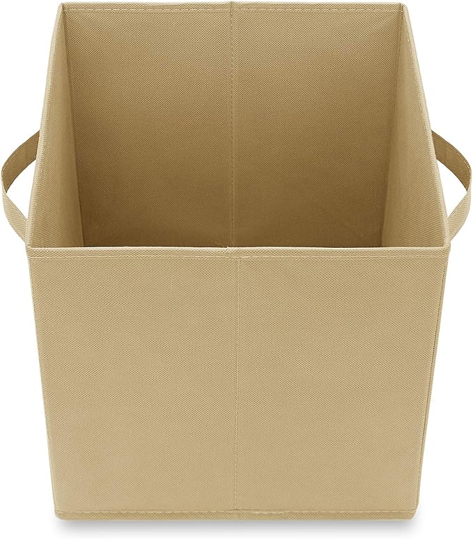 Casafield Set of 6 Collapsible Fabric Cube Storage Bins, Sandy Beige - 11" Foldable Cloth Baskets for Shelves, Cubby Organizers & More