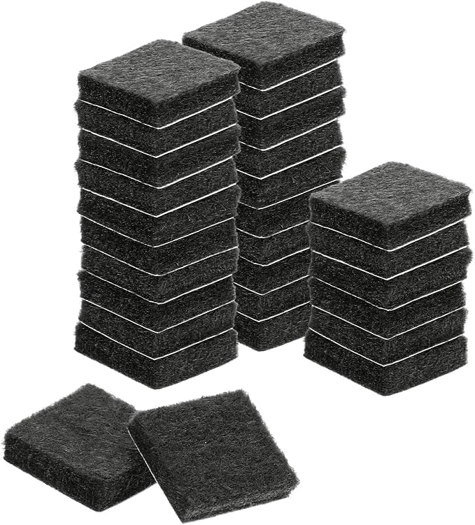 uxcell Felt Furniture Pads, 28Pcs 0.79" x 0.79" Adhesive Backed Felt Non-Slip Anti-Scratch Chair Leg Protectors for Protecting Hardwood Floor, Black