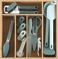 COOK WITH COLOR Bamboo Kitchen Utensil Set with Drawer Organizer | Cooking Tools and Storage Caddy, Sage, 18 Piece Gadget Set