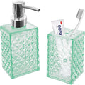 2PCS Mint Green Bathroom Accessories. Contain Soap Dispenser and Toothbrush Holder Set. Boho Bathroom Set for Blue Bathroom Décor