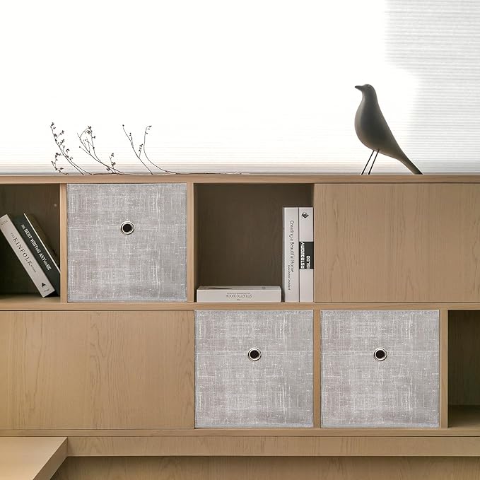 Foldable Storage Cubes Bins ,11 Inch Cloth Storage Cube Fabric Storage Box Cubes Organizer Baskets with Handles for Home Organizer Set of 3 (Cowboy Grey)