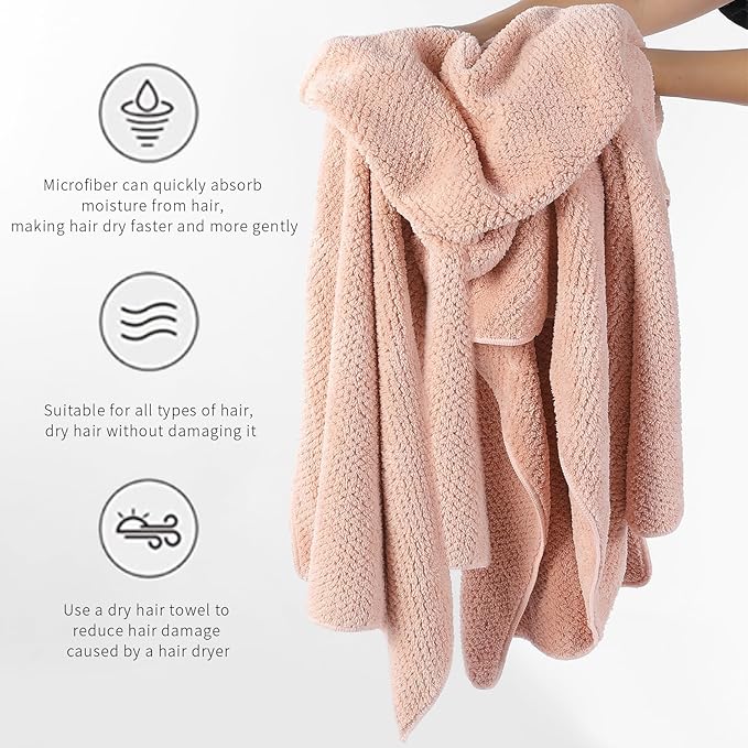 Microfiber Hair Towel Quick Dry Hair Towel Hair Drying Towels Suitable for All Kinds of Hair Ultra Absorbent Long and Thick Hair 20X40inch Grey (1pcs)