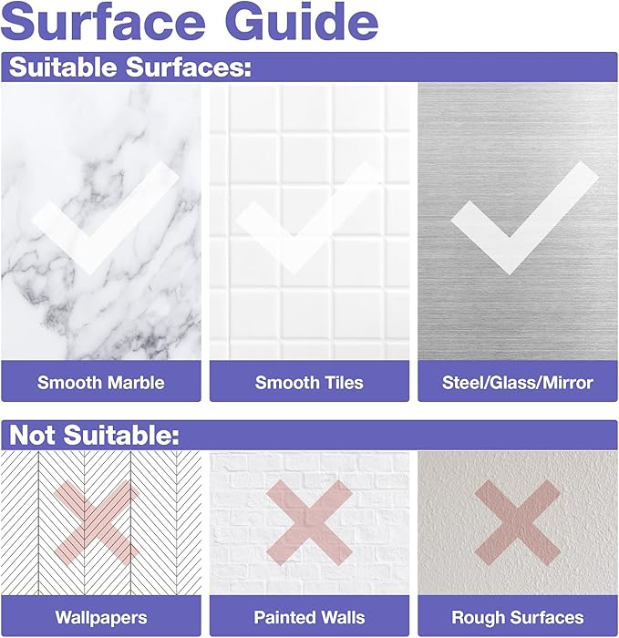 KINCMAX 2-Pack Strong Sticky Waterproof Heavy-Duty Wall Adhesives, Shower Caddy Adhesive Replacement Stickers, No-Trace Wall Adhesives Hook Strip for Shower Caddy, Kitchen Racks, Bathroom Shelf