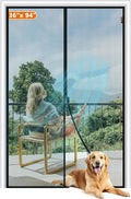 MAGZO Magnetic Screen Door Fit Door Size 36 x 94 Inch, Screen Size 38" x 95" Strong Magnets Mesh, Reinforced Fiberglass Net for Patio and Front Entrances, Gray