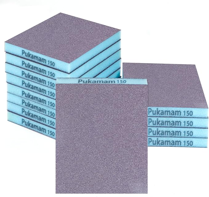 12 Pack Sanding Sponge, Washable and Reusable Sanding Blocks 150 Grit Wet Dry Sand Paper for Wood Drywall Metal Furniture