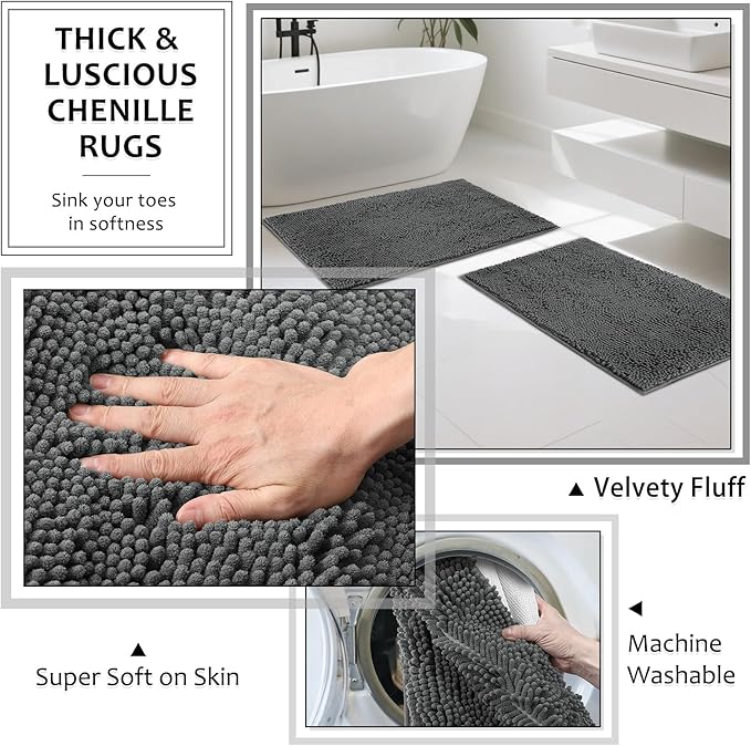 8-Piece Grey Bathroom Sets with Shower Curtain and Rugs, Resin Bathroom Accessories Sets Complete with Soap Dispenser, Toothbrush Holder, Tumbler & Apothecary Jars Bathroom Essentials