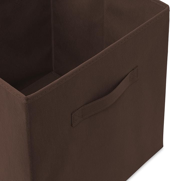 Casafield Set of 6 Collapsible Fabric Cube Storage Bins, Brown - 13" Foldable Cloth Baskets for Shelves, Cubby Organizers & More