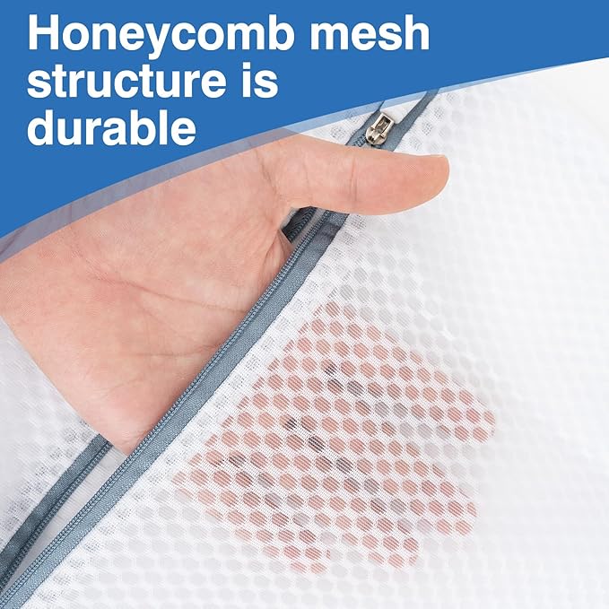 Honeycomb Mesh Laundry Bags for Delicates, 6Pcs Bra & Lingerie Wash Bags with Zipper, Mesh Washing Bags for Machine 12x16 Inch